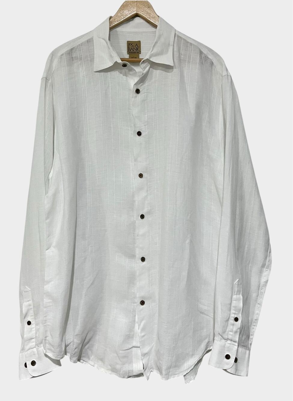 Michael Kors MK Men’s Linen Blend White Button Up Shirt Roll Tab Sleeves Size M